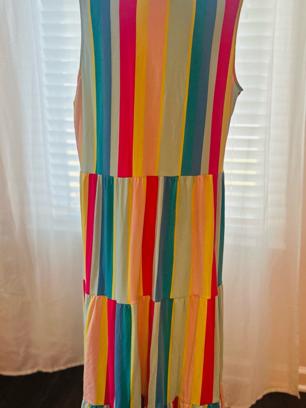 Lands' End Women's Plus 2X Maxi Dress Striped Sleeveless Knit Cotton Blend - Picture 2 of 6